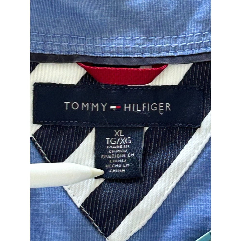 Tommy Hilfiger Shirt Mens XL Blue Single Chest Pocket Long Sleeve Button Down